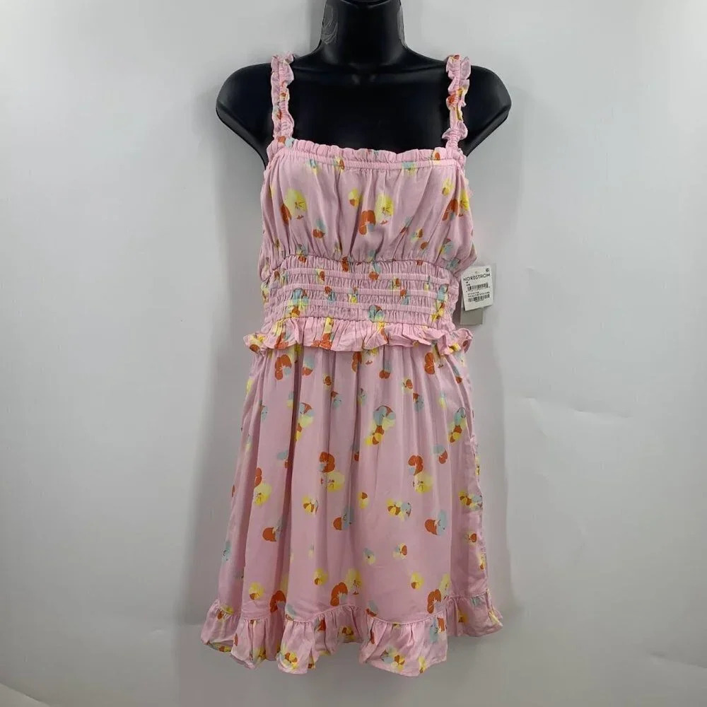 Nordstrom‎ BP Women's Ruffle Detail Sundress In Pink Floral Size M NWT
